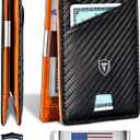 Men Slim Wallet Money Clip: Genuine Leather Minimalist Bifold Front Pocket Wallets, 12 Slots Rfid Blocking Credit Card Holder ID Window, Inside Cash Fold Moneyclip, Personalized Simple Thin Billfold