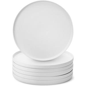 BTaT- Porcelain White Dinner Plates, Set of 6, 10.6 inch, Salad Serving Modern Round Dishes, Smooth Glaze, Dishwasher Safe, Microwave Safe, Oven Safe, Scratch Resistant