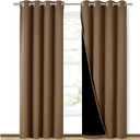 NICETOWN 100% Blackout Window Curtain Panels, Heat and Cold Blocking Drapes with Black Liner for Nursery, 84 inches Drop Thermal Insulated Draperies (Gold Brown, 2 Pieces, 52 inches Wide Each Panel)