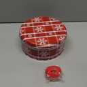 DIYDEC 3 Pack Christmas Cookie Tins with Lids Round Christmas Tin Containers with Gift Ribbon Large Medium Small Xmas Metal Nesting Containers Festive Cookie Tins for Gift Giving Holiday Treats