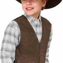 Kids Western Vest for Boys Cowboy Brown Vest Suede Leather Waistcoat Size 10