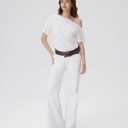 SUUKSESS Off the Shoulder Tops for Women Short Sleeve Asymmetrical Top Trendy Summer Going Out T-Shirts (White, M)