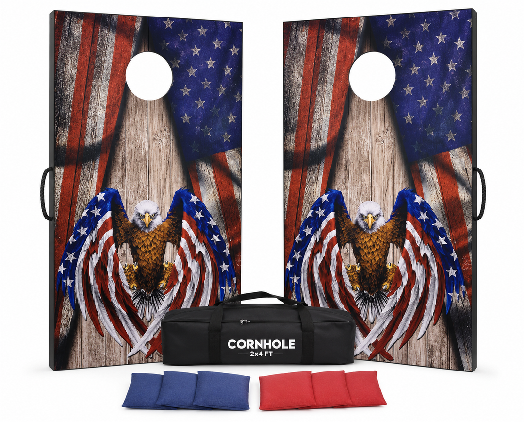 Regulation Size Cornhole Boards Set 2x4 FT with 8 Bean Bags, Portable Cornhole Set with Carrying Case,Corn Hole Games for Adults