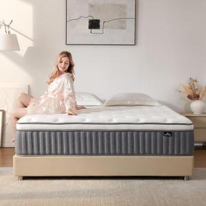SNFPNE Queen Size Mattress 12 Inch, Hybrid Memory Foam Mattress with Zoned Pocket Coils Support and Motion Isolation Design, Strengthen Edge Support,CertiPUR-US Certified, Medium Firm in a Box