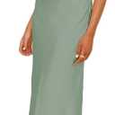 Satin V Neck Maxi Dress for Women Wedding Guest 2026 Summer Formal Elegant Cocktail Sleeveless Long Dresses Backless (Green, XL)