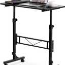 Amztabler Small Standing Desk Adjustable Height, Mobile Stand Up Desk with Wheels, 32 Inch Portable Rolling Desks Conference Room Tablesf for Walking Pad Treadmill Black