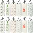 BLUE PANDA 24 Pack Christmas Wine Gift Bags with Handles - 6 White Winter Xmas Designs - Christmas Wine Bags for Wines Bottles Present, Winter Holiday Season Gathering Party, 15.3 x 3.2 x 5.5 Inch