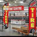 HunnmingRe 2 Pack 12 Feet Tire Sale King Flags New and Use Tires Shop Feather Flags for Businesses Highly Visible Weatherproof Polyester Banner Sale Advertising Sign No Flagpole Include(Fashionable)