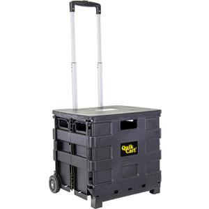 dbest Products Quik Cart Sport Collapsible Rolling Crate on Wheels for Teachers Tote Basket 80 lbs Capacity, Made from Heavy Duty Plastic, Black, Compact