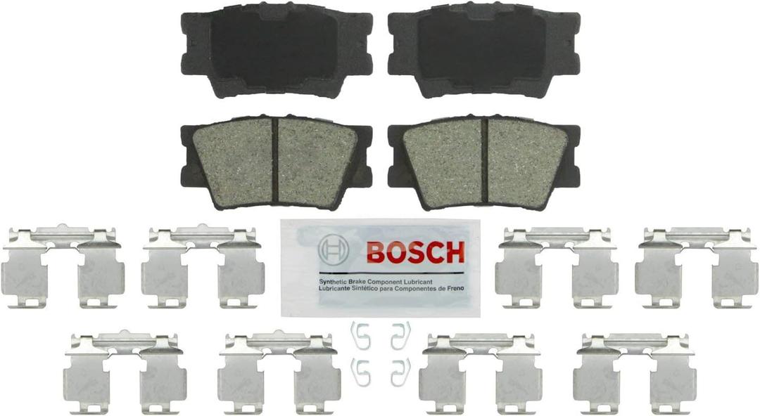 BOSCH BE1212H Blue Ceramic Disc Brake Pad Set With Hardware - Compatible With Select Lexus ES300h, ES350, HS250h; Pontiac Vibe; Toyota Avalon, Camry, Matrix, RAV4; REAR
