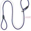 Slip Leads for Dogs Rope Leash, 1cm/0.4" Dia, 135cm/53 Long, Nylon Heavy Duty Strong Comfortable Style Pet Collar Highly Reflective Durable Double Pull Loop Leashes for  Training Dog-Blue