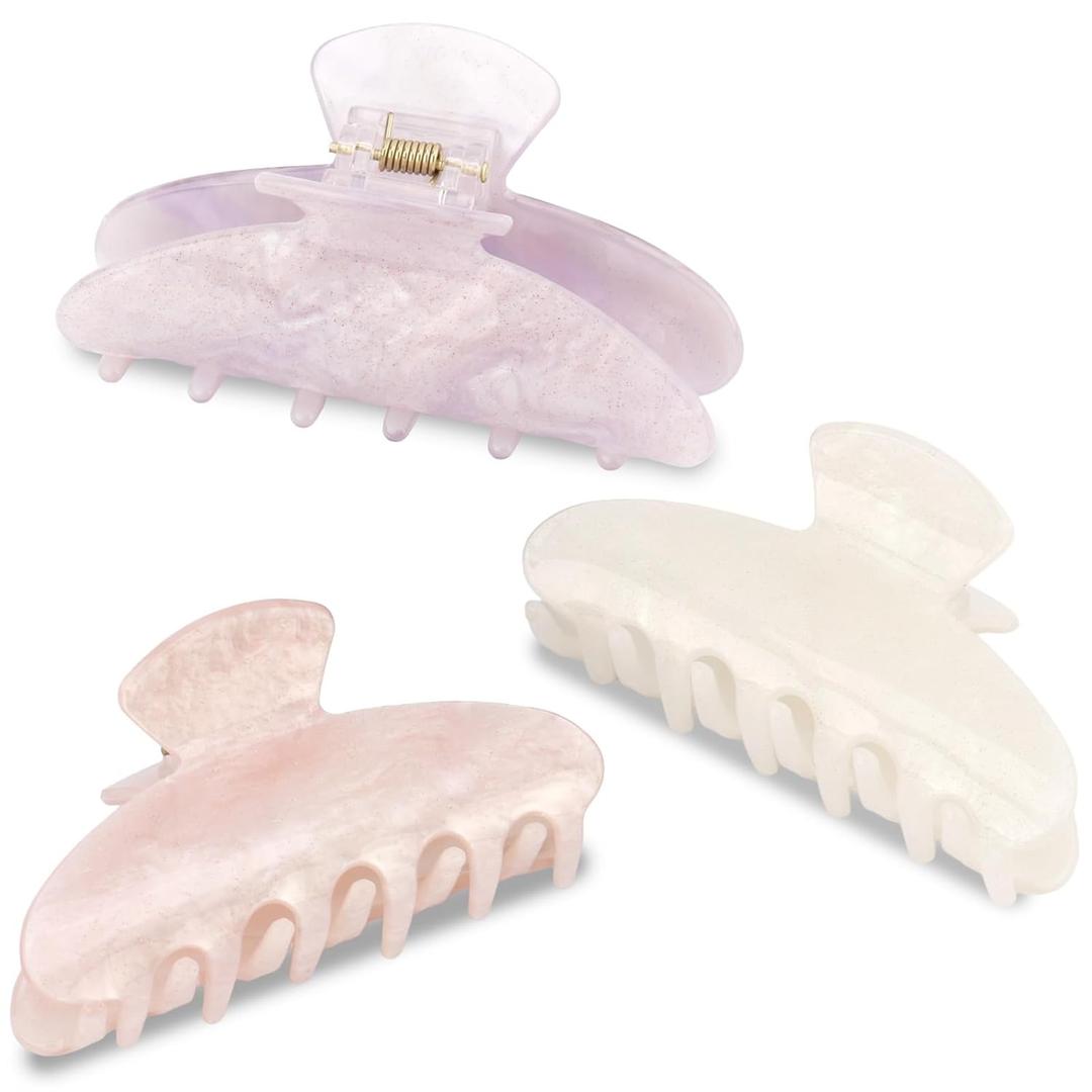 Canitor Hair Claw Clips for Women Acrylic Marbled Hair Clips for Thick Thin Hair Emi Cute Hair Accessories Gifts Stocking Stuffers (purple,pink,white)