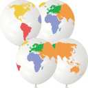 Globe Balloons for Globe Decorations, 20Pcs Earth Balloons for Earth Day Decorations, World Map Balloons for Travel Themed Party Decorations