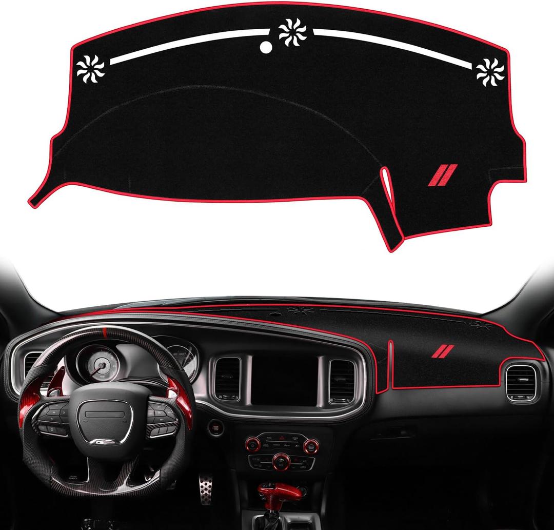 Dash Cover for Dodge Charger Accessories 2011-2022 2023 Dashboard Cover Mat Sunshade No Glare UV Rays Protector Nonslip Interior Pad (Red)