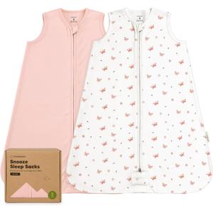 2-Pack Baby Sleep Sacks, Zipper Wearable Blanket-0.5TOG Organic Cotton,Lightweight,Soft Cozy Infant Sleeping Sack 3-6 months,Easy to Wear Small Newborn Transition Swaddles Sleepsacks(Butterflies, S)