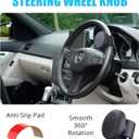 Steering Wheel Knob, Suicide Knob for Steering Wheel, Premium Silicone Finish Steering Wheel Spinner, Simple & Easy Installation No Tools Required - Fits Cars, Trucks, Buses, Boats, (Black)