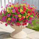 12 Bundles Fake Artificial Flowers Faux Plants for Spring Summer Decoration | UV Resistant Faux Flowers Eucalyptus for Outdoor Planters for Outside Home Planter Porch Patio Yard Decor
