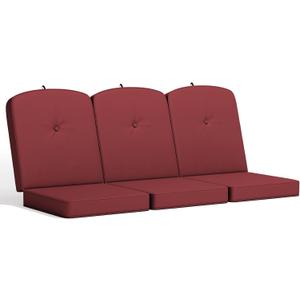 Outdoor Porch Swing Cushions 3 Seater, Replacement Cushions for Outdoor Swing, Patio Swing Cushion 25D Foam (Red, 61.5x39x3in)