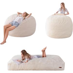 MAXYOYO Giant Bean Bag Chair Bed for Adults, Convertible Beanbag Folds from Lazy Chair to Floor Mattress Bed, Large Floor Sofa Couch, Big Sofa Bed, High-Density Foam Filling, Machine Washable