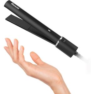 Mini Flat Iron for Bangs,Ceramic Travel Hair Straightener Small, Dual Voltage Fast Heat Flat Iron for Short Hair (Black)