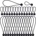 TCOTBE 30 Pcs Bungee Cords with Balls Safety Bungee Ball Cords Heavy Duty Tarp Ball Canopy Tie Down Cord Elastic String Ball with Elastic Rope Ties Fastener for Camping Canopies Tarps Shades