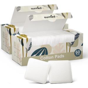 Ourmed Life Large Cotton Pads for Makeup Removal, Soft & Lint-Free Face Pads with Pressed Seam Design, Durable Makeup Remover Pads for Facial Cleansing on All Skin Types, 3x3 Inch, 120 Count