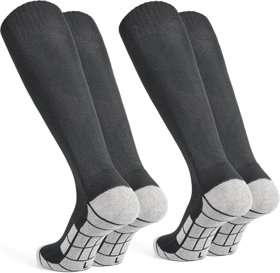 2 x GRPSKCOS Kids Soccer Socks 2 Pairs Knee High Long Socks for Youth Men Women
