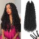 120 Strands Curly Crochet Hair Gogo Curl Pure Protein Fiber Close to Human Hair 18 Inch Pre looped Deep Wave Curly Crochet Hair For Black Women Beach Curl Twist Braiding Hair Extensions (18inch 1B)