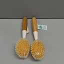 2 Pack Kitchen Dish Brush Bamboo Handle Dish Scrubber Built-in Scraper, Scrub Brush for Pans, Pots, Kitchen Sink Cleaning, Dishwashing and Cleaning Brushes are Perfect Cleaning Tools, White