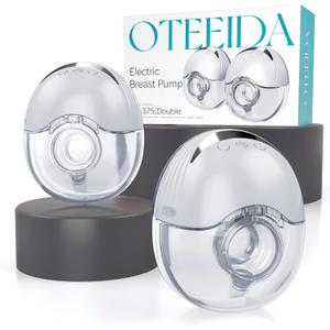 Hands Free Breast Pump Wearable MY-375 - Strong Suction, Low Noise, Wearable Breastfeeding Pump with 4 Mode &12 Levels, Portable Electric Breast Pump 24mm - 19/21/Insert/Flange, 2 Pack (White)