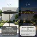 10FT Solar Lighted Patio Umbrella, Outdoor Table Market Umbrellas with Push Button Tilt and Crank, 32 LED Lights, 8 Sturdy Ribs, UV-Resistant for Deck, Garden, Pool