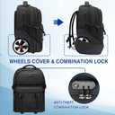 MATEIN Rolling Backpack for Men with Wheels, 17 Inch Large Wheeled Backpack with USB Charging Port & Combination Lock, Water Resistant Anti Theft Travel Laptop Backpack for Adults Work Business, Black, 17.3 Inch