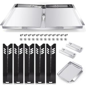 Grill Grease Tray Replacement Parts for Dyna Glo DGF493BNP, DGF510SBP, Backyard Grill BY13-101-001-12, BY14-101-001-02 and BHG Grill Parts, Adjustable 24''-30'' Gas Grill Drip Pan, Heat Plate Shields.