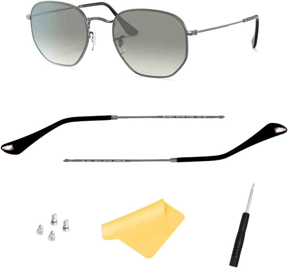 Hicycle Replacement Temple Arm,Temple Tips for Ray Ban RB3447 RB3547N RB3548N RB3647N Sunglasses,with 4 Screws,1 Screwdriver (Light Gunmetal) Hicycle Replacement Temple Arm,Temple Tips for Ray Ban RB3447 RB3547N RB3548N RB3647N Sunglasses,with 4 Screws,1 Screwdriver (Light Gunmetal)
