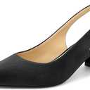 Eldof Slingback Heels Women Block Low Heel Pointed Toe Pumps Ankle Buckle Office Dress Suede Shoes 2 Inches (7)