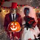 20 Pcs Halloween Red Artificial Flowers Goth Artificial Bloody Roses Floral Bouquet for Halloween Decor (Skull Spider Hand)