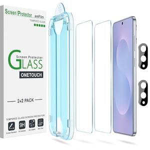 Pack of 2 amFilm Auto-Alignment OneTouch for Samsung Galaxy S25 Edge 6.7" Screen Protector + Camera Lens Protector, Tempered Glass, 30 Seconds Installation, Bubble Free, Case Friendly, Anti-Scratch [2+2 Pack]