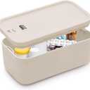 Lockable Storage Box, Small Lock Box with Combination Code for Phone/Medicine Safe/Food Home/Refrigerator/Office/Personal Items/Travel/Gift,9.25 x 5.04 x 3.62 (Beige)