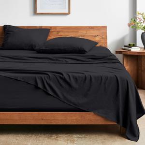 Bare Home King Sheet Set - Luxury 1800 Ultra-Soft Stonewashed Microfiber - Brushed - Deep Pockets - Easy Fit - Breathable Bedding - Sheet Sets & Pillowcases (King, Black)