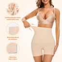 Womens Seamless Shaping Boyshorts Panties, High Waisted Shapewear for Women Tummy Control Shorts for Under Dresses (Beige, L)