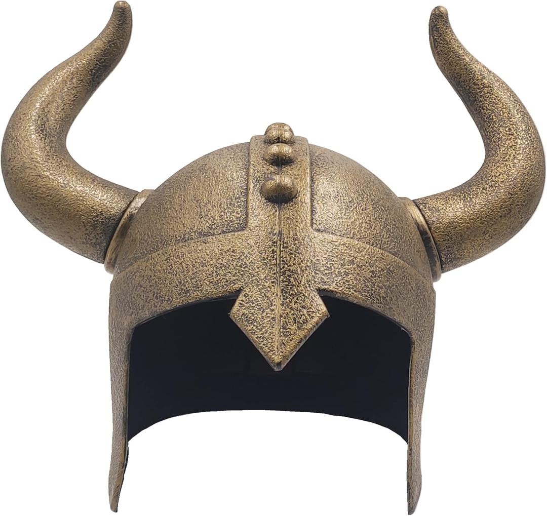 LOOYAR Kids Medieval Viking Horned Helmet Berserker Soldier Warrior Costume Hat Toy for Battle Play Halloween Cosplay (Bronze)