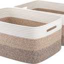 OIASKET Large Storage Basket for Organizing, Woven Rope Basket for Shelves, Closet Organizer Bins for Clothes, Blanket, Toys, Baby Nursery Storage, 17.7" x 13" x 7.87", 2 Packs Gradient Yellow
