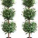 Artificial Olive Triple Ball Topiary Trees, 4FT Faux Olive Topiary Tree 2 Packs, 47 Inch Fake Potted Plants for Indoor Porch Decor