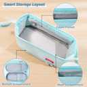 2 x Pencil Case - 2-Layer Large Capacity Aesthetic Pencil Pouch with Strong Zipper, Handheld Stationery Organizer Pen Case with Compartments for College, office, Travel, for Women Men (Blue)