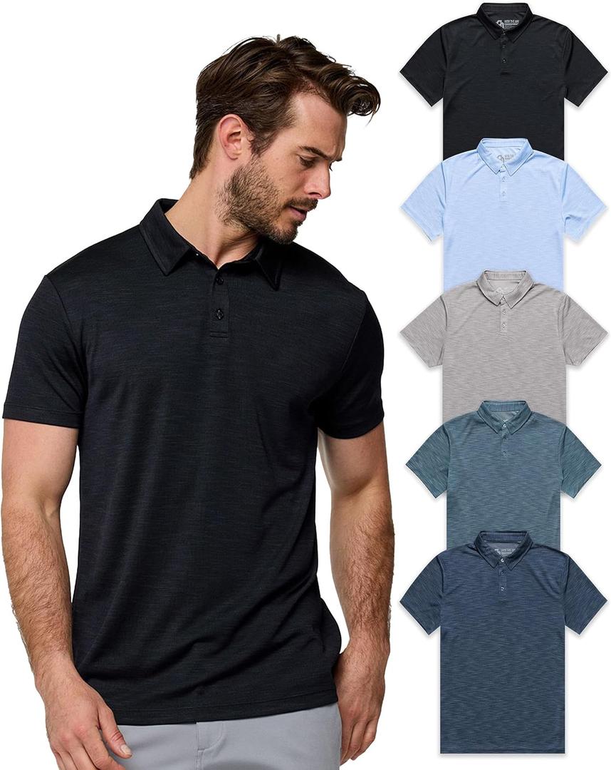 INTO THE AM Dri Fit Polo Shirts for Men 4XL Moisture Wicking Golf Polos Athletic Performance Mens Polo Shirts