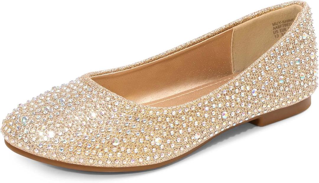 DREAM PAIRS Girls Dress Shoes Slip on Ballerina Flats for Wedding/Party (5 Big Kid, Muy-shine-gold Glitter) DREAM PAIRS Girls Dress Shoes Slip on Ballerina Flats for Wedding/Party (5 Big Kid, Muy-shine-gold Glitter)