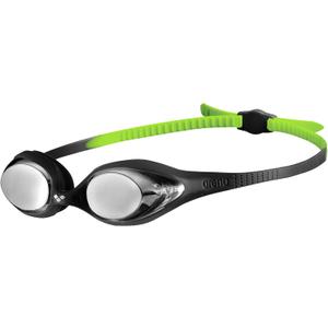 ARENA Unisex Youth Spider Junior Swim Goggles Girls and Boys Ages 6 to 12 Fogless Lenses Easy to Adjust Strap No Leak (Black/Silver/Green)