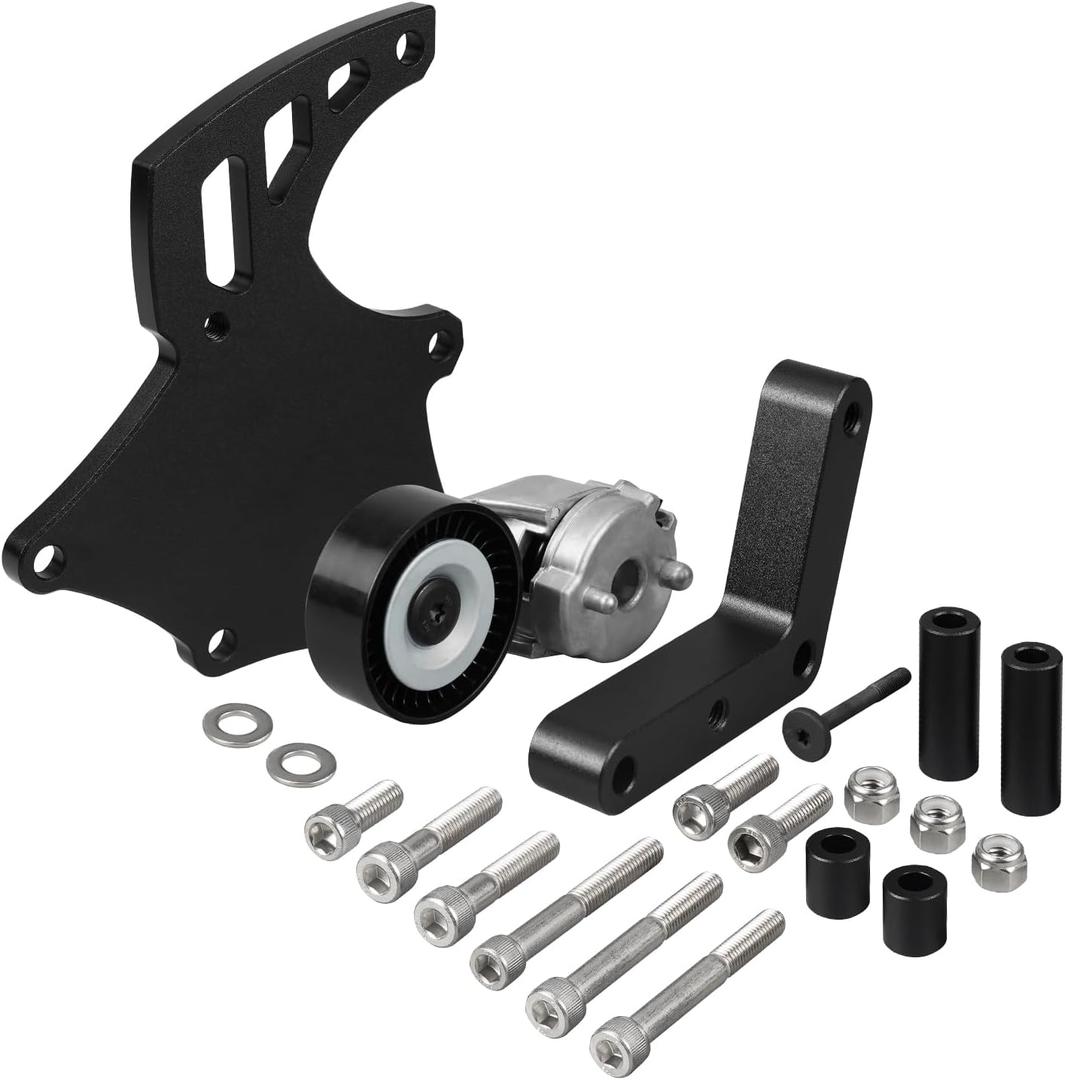 Bevinsee LS Truck Sanden 508 AC Compressor Bracket with Tensioner Kit Compatible with Chevy 4.8L 5.3L 6.0L 6.2L SUV Truck Engine