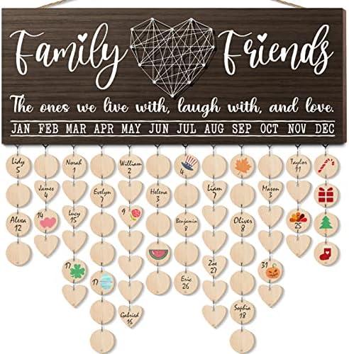 Christmas Grandma Gifts for Mom from Daughter, Wood Family Birthday Reminder Calendar Board Wall Hanging DIY Birthday Tracker Plaque with 120 Tag, Best Mom Dad Grandma Gifts for Birthday Thanksgiving