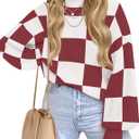 ZESICA Women's 2026 Spring Fashion Turtleneck Long Sleeve Striped Ribbed Knit Loose Pullover Sweater Tops, Large